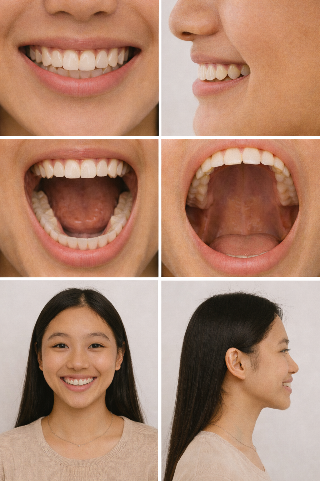 Photo collage of teeth and face